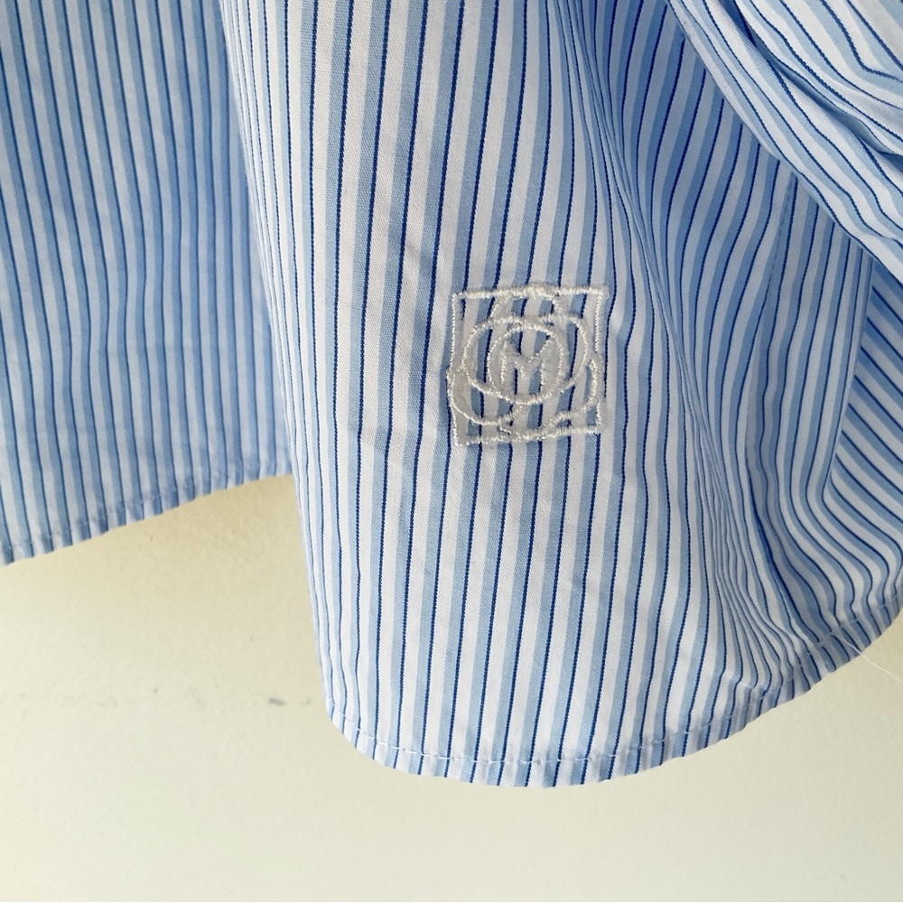 Marella Sport Max Mara Blue & White Stripe Cotton Blouse Size 12 - Picture 5 of 8